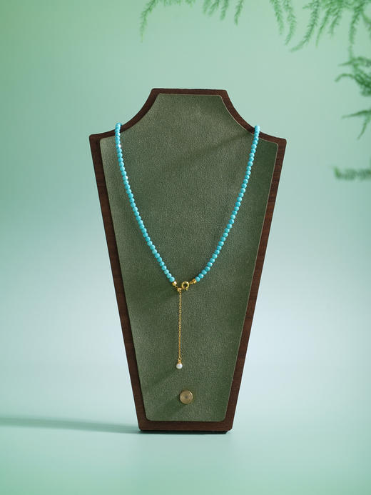 子佩集【福华如海】银S925珍珠惜王妃项链【ZZXL002】3mm蓝珠9mm大珠绿松石2601 商品图5