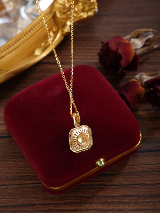 子佩集【永怀珍爱】银S925珍珠惜王妃套链【P2855】8mm珠镀金方块四芒星2601 商品图5