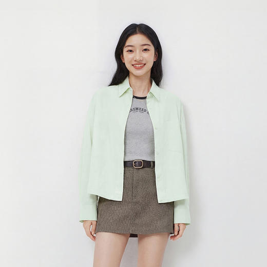 商场同款|森马长袖衬衫女春季磨毛纯棉oversize抽绳2026新款衬衣 商品图2