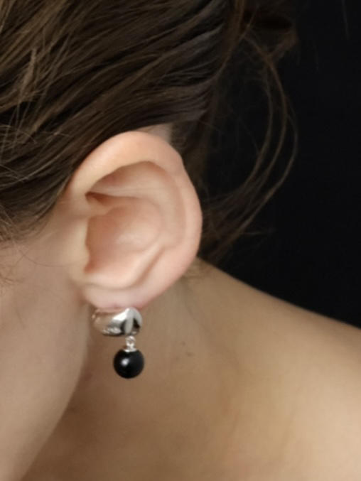 ABOAB｜ONYX FOLDING Earrings [黑玛瑙 耳环 金 / 银 ]【SCULPTING】 商品图0