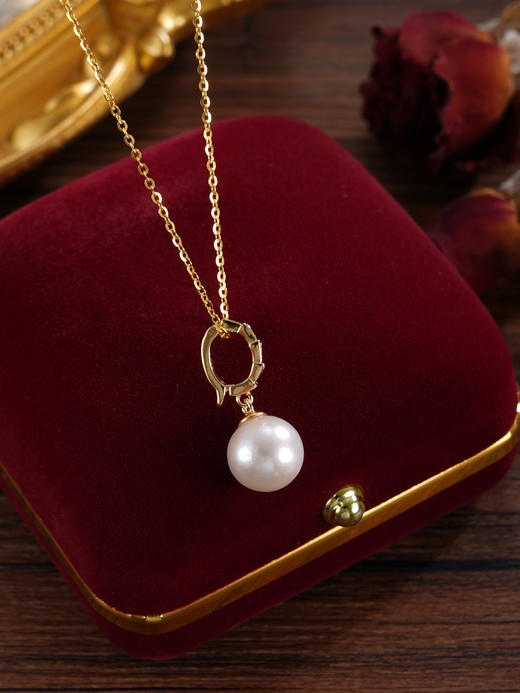 子佩集【灵蛇启运】银S925珍珠惜王妃吊坠【P2956】9.5mm珠镀金衔尾蛇环（不含链）2601 商品图4