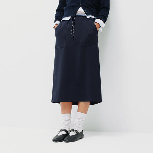 森柔|商场同款森马半身裙女春季格纹开叉长裙2026新款百搭直筒裙 商品图2