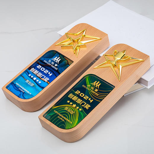 奖杯定制创意高档大气送优秀员工老师纪念品退休实木水晶奖牌 商品图7