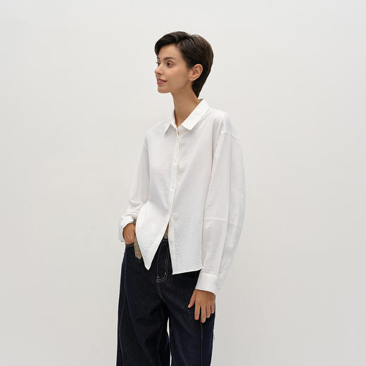商场同款|森马长袖衬衫女春季白色宽松2026新款通勤百搭时尚衬衣 商品图2