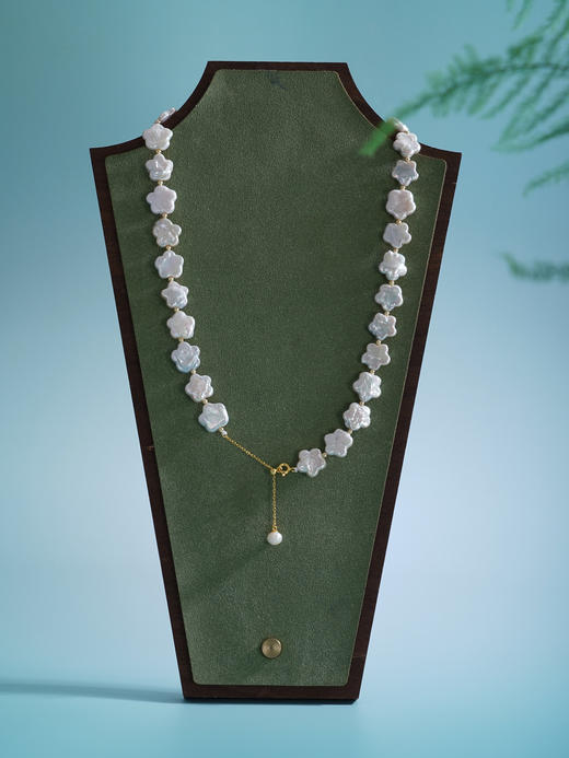 子佩集【花海相遇】银S925珍珠惜王妃项链【ZZXL009】11.5mm扁珠镀金巴洛克五瓣花2601 商品图5