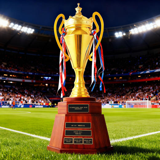 金属奖杯超大实木底座高档足球年会团队荣誉年会企业刻字新款奖牌 商品图2