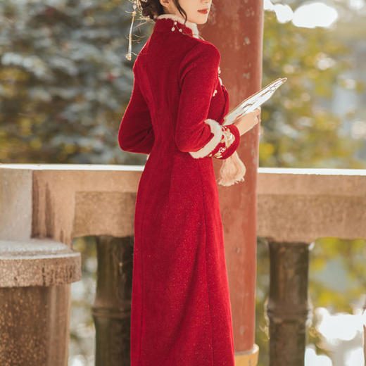 【传统刺绣工艺❗️版型更包容】2026过年新年春节红色旗袍新款秋冬季加厚长袖过年小袄年轻款少女改良连衣裙。jc 商品图3