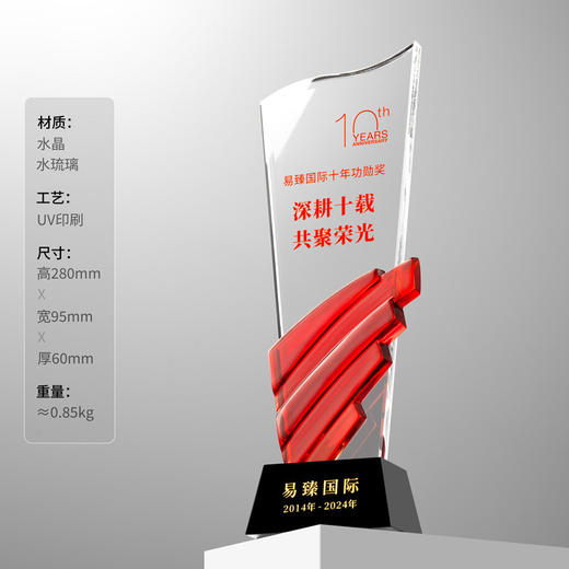 水晶奖杯定制创意翅膀造型企业颁奖奖牌表彰奖品琉璃树脂高档奖杯 商品图4
