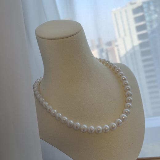 新年福利，淡水珍珠套装，项链9-10mm 视觉正圆，ji光微暇，耳钉11-12mm馒头珠，925纯银配件 商品图4