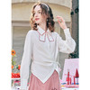两三事轻风叙写2026春季新款甜美蝴蝶结绣边翻领绑带白衬衫女 商品缩略图2