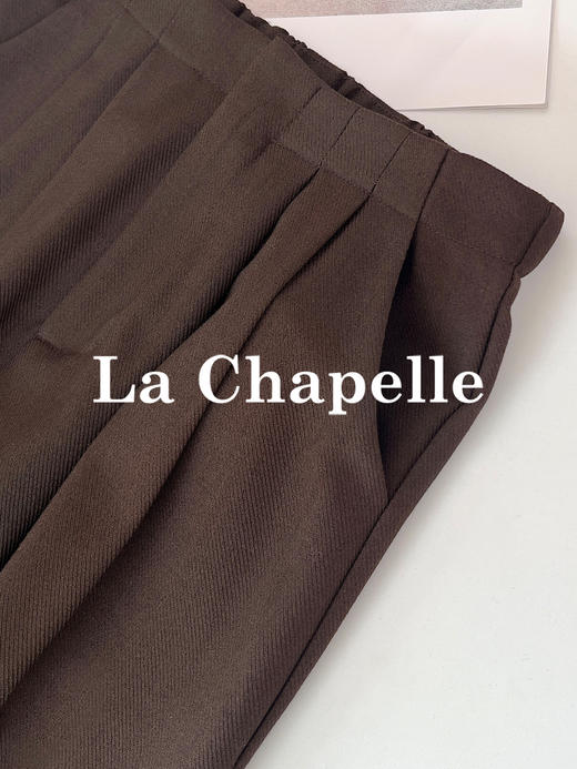 专柜实拍【羊毛西装裤】拉夏贝尔/La Chapelle垂坠质感高腰半松紧宽松显瘦休闲阔腿长裤★ 商品图8
