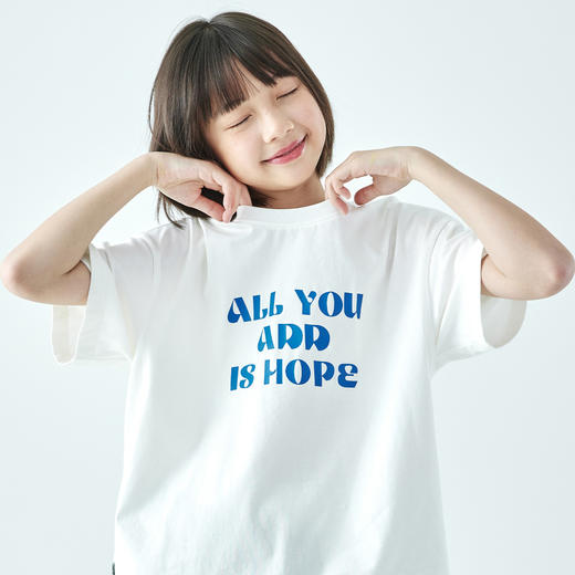 白色预售3.30发 棵初26年春季新款亲子中大女童字母印花短袖T恤纯棉轻薄宽松上衣 商品图3