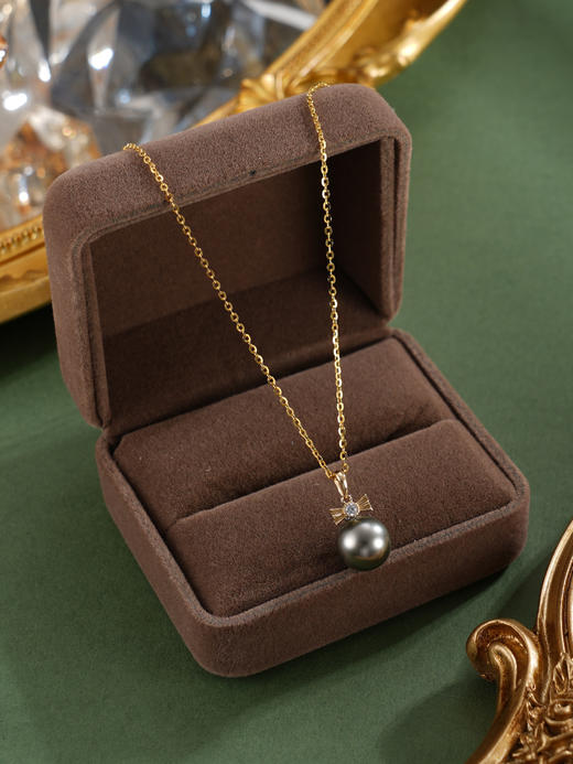 子佩集【夜魅精灵】G18K珍珠惜王妃吊坠【KP25115】9mm珠海水珠黑（不含链）2601 商品图2