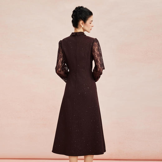 RE813斯尔丽26新款法式复古蕾丝拼接修身装饰性领子高级小礼服连衣裙 商品图1