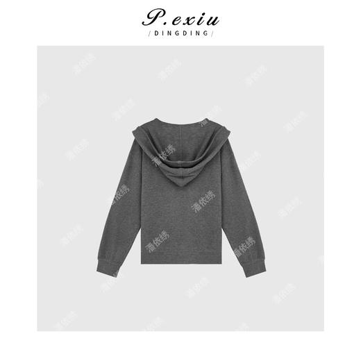 04-2潘依绣丁丁宠粉休闲感叠穿V领连帽半开襟长袖卫衣 W-62455 商品图2