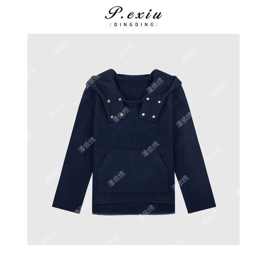 04-2潘依绣丁丁宠粉英伦风休闲毛呢连帽卫衣 Q45053 商品图0