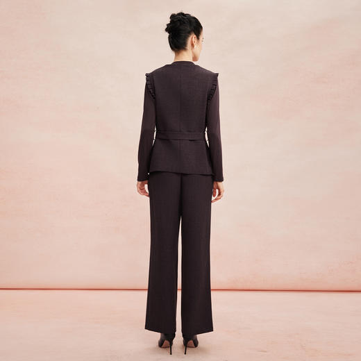 RE402斯尔丽26新款小香风圆领马甲外套+打底衫+直筒长裤免搭配三件套装 商品图6