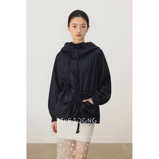 THESOONG/春季款休闲通勤机能外套女夹克抽绳大口袋外套连帽8532 商品图5