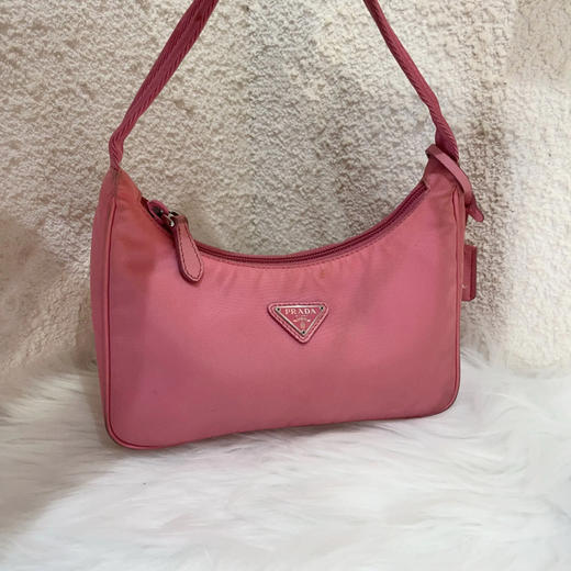Prada 2000 粉色 降落伞布 腋下 hobo 单肩包 商品图0