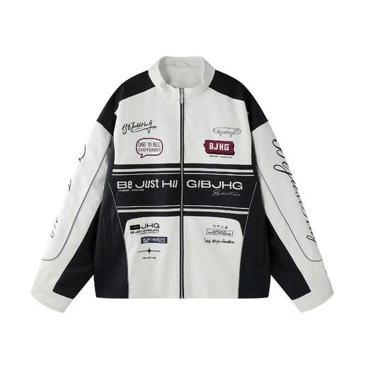 BJHG不计后果机车风夹克外套男款春季美式刺绣蛋白皮棒球服皮衣女 商品图3