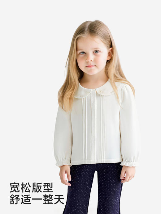 英氏童装衬衫女童娃娃领衬衣儿童纯棉长袖上衣春秋YRCAJ1S005A 商品图2