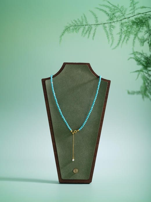 子佩集【福华如海】银S925珍珠惜王妃项链【ZZXL002】3mm蓝珠9mm大珠绿松石2601 商品图4