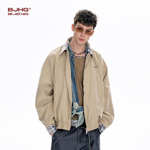 BJHG不计后果哈灵顿夹克外套男款春季新款基础撞色格子痞帅上衣女 商品图0