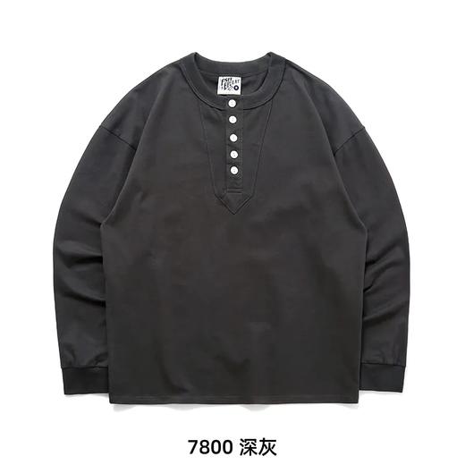 300G重磅 扎实的质感！ 亨利复古三粒扣长袖打底 T恤 100%棉 商品图4