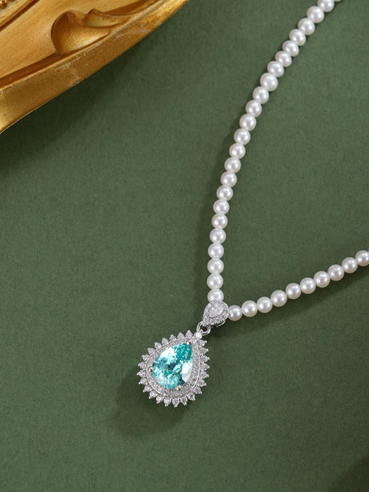 子佩集【璀璨蓝调】银S925珍珠惜王妃项链【ZZXL026】2.8mm珠蓝水滴2601 商品图3