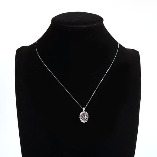 【天然正品】AU750收藏级白金豪镶钻镶天然1.03克拉无烧薰衣草紫蓝宝石戒指吊坠两用款22.3*13.6*7.6MM（皆取最大值）14号（戒圈可改）231225TJ40 商品图8