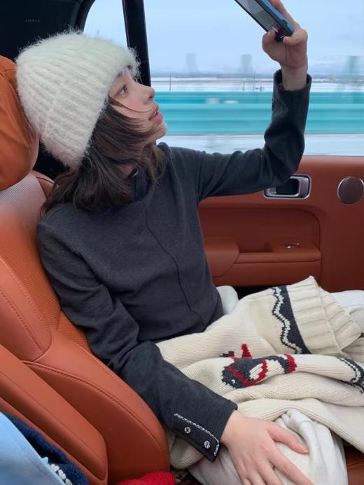 浮生八记/25D292/25D252/亨利领半高领格纹袖口长袖打底衫 商品图1