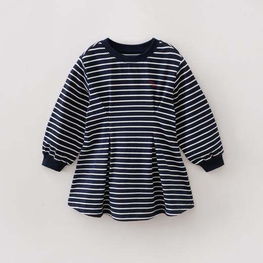 马克珍妮活力条纹女童纯棉收腰连衣裙2026年春装新款560126 商品图1