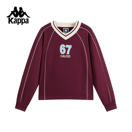 【春上新】【7折】6楼卡帕Kappa运动V领卫衣女士新款索罗娜撞色刺绣针织套头衫K0G22WT04吊牌价599现价419 商品图1