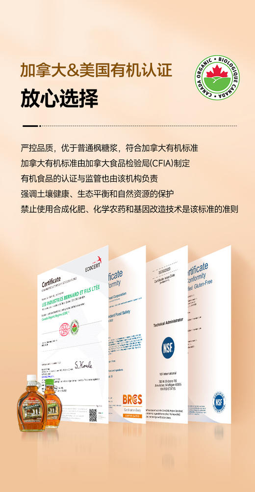 伯纳德有机枫糖浆 比蜂蜜含糖量还要低 天然有机代糖 加拿大有机认证 无任何添加 保税仓直邮 加拿大国宝  | 百里食 商品图2