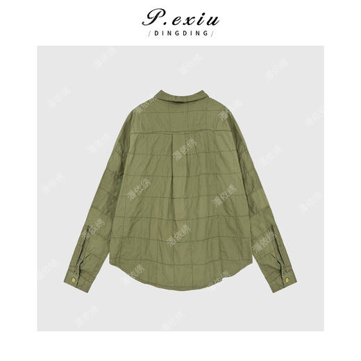 04-2潘依绣丁丁宠粉复古明亮定位格纹立领长袖外套Q4851 商品图1