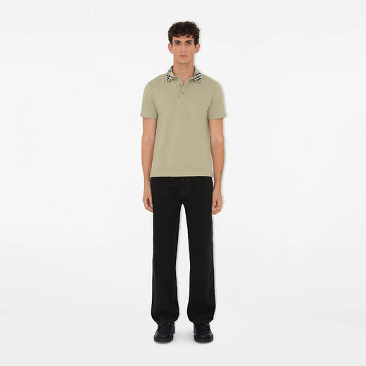 BURBERRY 巴宝莉 男士棉质珠地网眼布面料短袖Polo 衫 灰绿色 8103866 C1311 商品图2