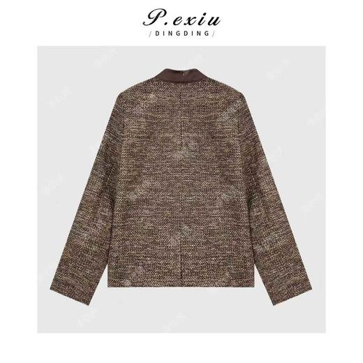 PanYiXiu/潘依绣摩登复古老钱风拼接牛皮绒宽松西装外套M9113 商品图2
