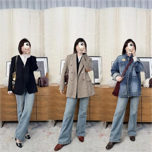 雕刻岁月 复古浅蓝绿色 微喇叭牛仔长裤edition同源面料 显瘦显腿长 商品图10