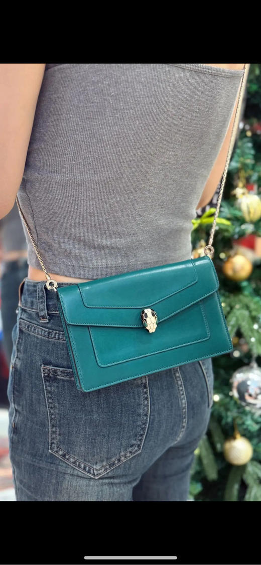 宝格丽 墨绿色 Woc 牛皮 蛇头包 商品图2