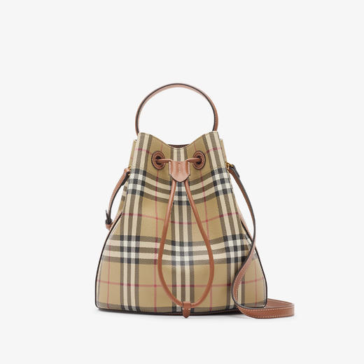 BURBERRY 巴宝莉 女士小号 TB 抽绳水桶包 格子 8100490 A9534 商品图0