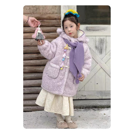 【优质柔软面料❗️潮流卡通可爱】女童加绒外套冬季2025新款儿童连帽加厚毛毛衣洋气宝宝甜美上衣潮。jc 商品图3