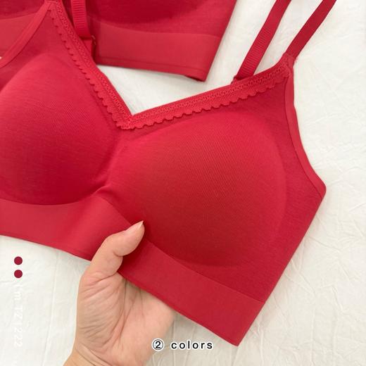 老米优品🎈3-5I天。本命专属“红”！《V领天丝无背扣背心式文胸+桑蚕丝内裤套装》吊带款和背心款，2个版型~ TZ260115A 商品图3