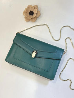 宝格丽 墨绿色 Woc 牛皮 蛇头包