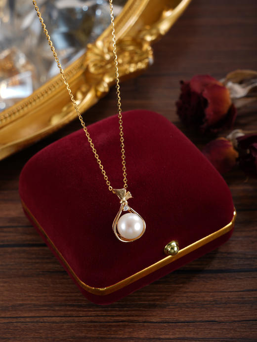 子佩集【聚宝福袋】银S925珍珠惜王妃套链【P1889】8.8mm珠镀金福袋水滴2601 商品图2