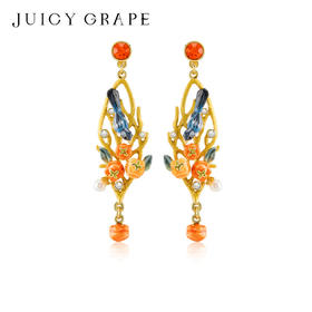 Juicy Grape首饰套装轻奢小众珐琅项链手链耳环戒指新年生日礼物 雀柿呈祥-喜上枝头耳环