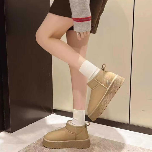 （驼色37码无货勿拍  米色37驼色38无货勿拍 驼色 39无货 勿拍）简约百搭皮面雪地靴-纪念日百货门店同款167747237 商品图3