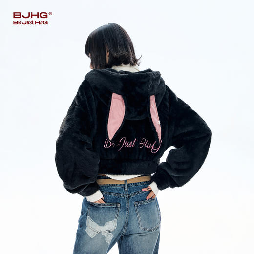 BJHG不计后果短款开衫连帽卫衣女秋冬季2025新款潮牌美式休闲上衣外套 商品图1