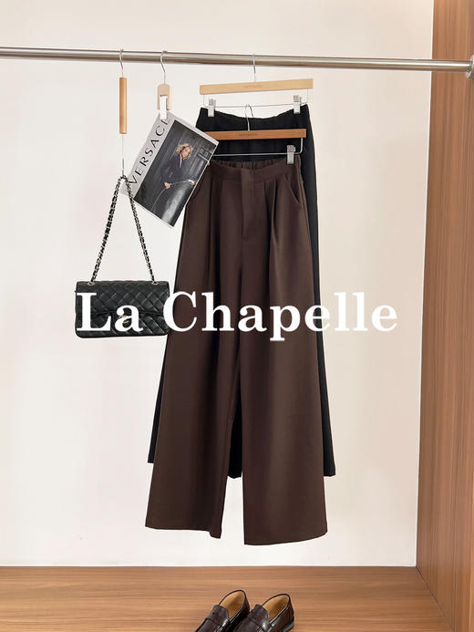 专柜实拍【羊毛西装裤】拉夏贝尔/La Chapelle垂坠质感高腰半松紧宽松显瘦休闲阔腿长裤★ 商品图6