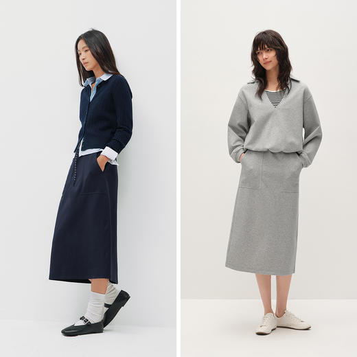 森柔|商场同款森马半身裙女春季格纹开叉长裙2026新款百搭直筒裙 商品图4