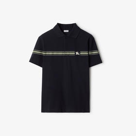 BURBERRY 巴宝莉 男士马术骑士徽标刺绣条纹棉质短袖 Polo 衫 深蓝色 8105139 C1765